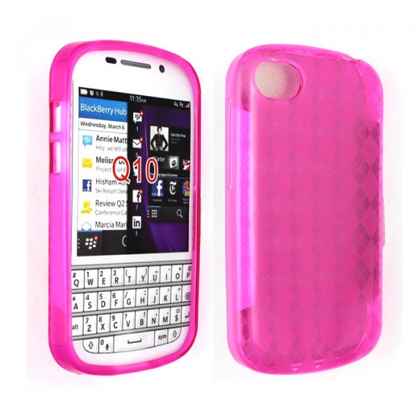 Wholesale Blackberry Q10 TPU Gel Case (Hot Pink)